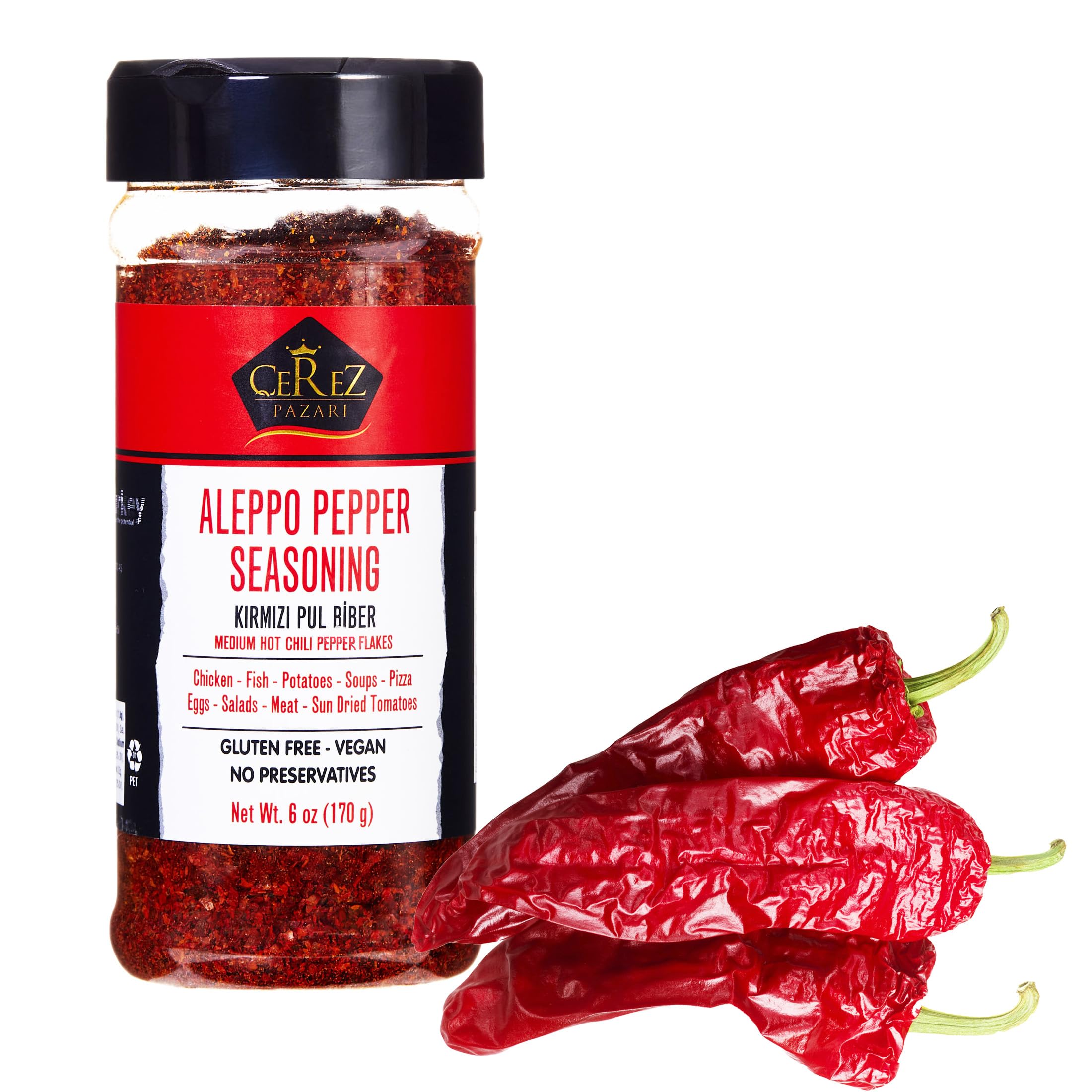 Cerez Pazari Aleppo Pepper bottle with moderate heat for versatile cooking