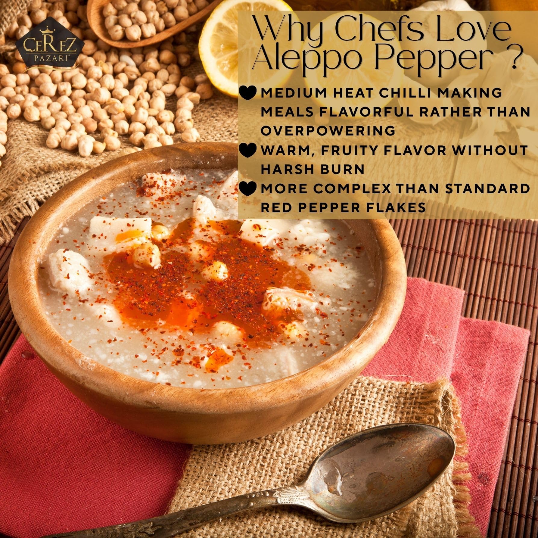 Cerez Pazari Aleppo Pepper on pizza or egg dishes for balanced heat