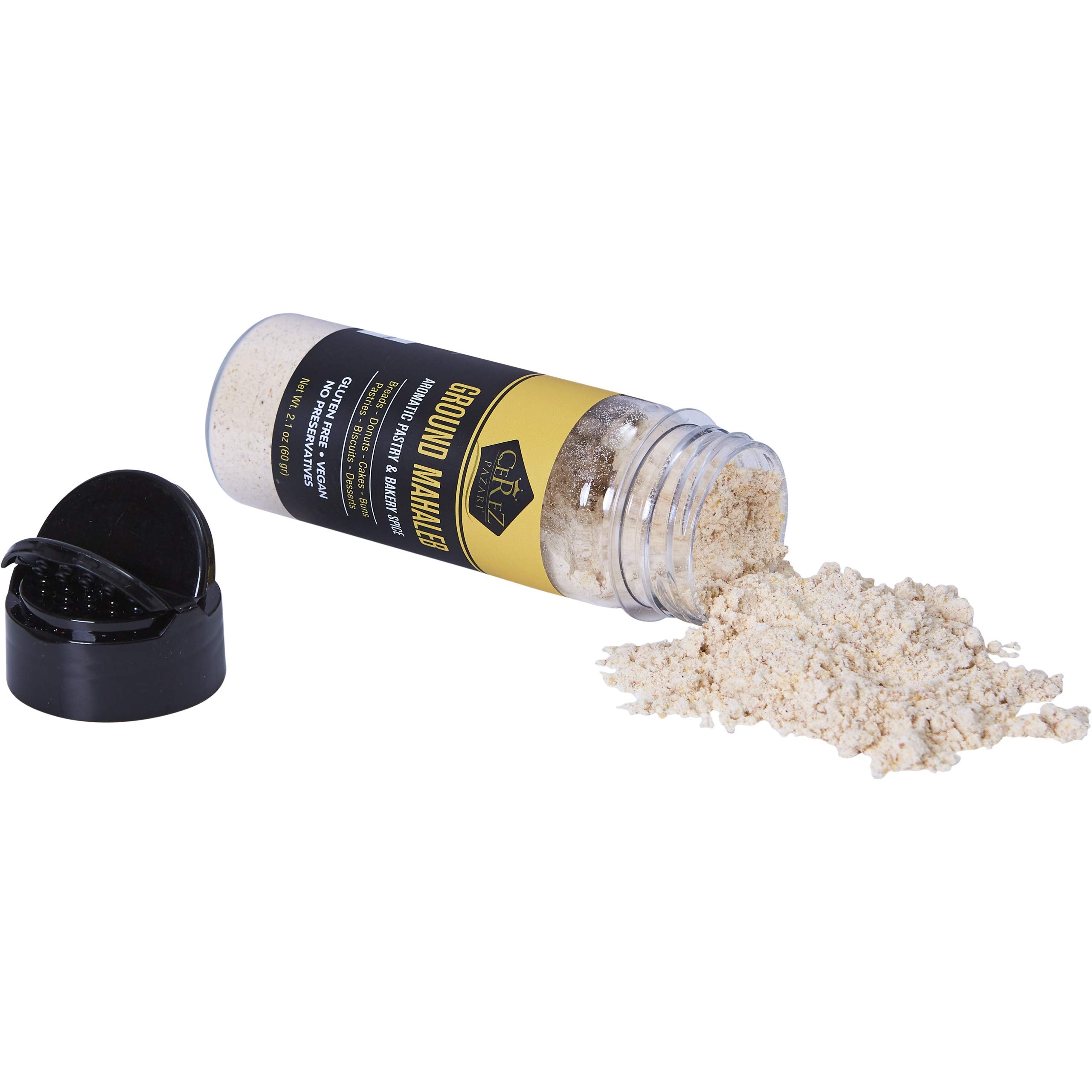 Çerez Pazarı Mahlab powder closeup highlights fine texture for baking.