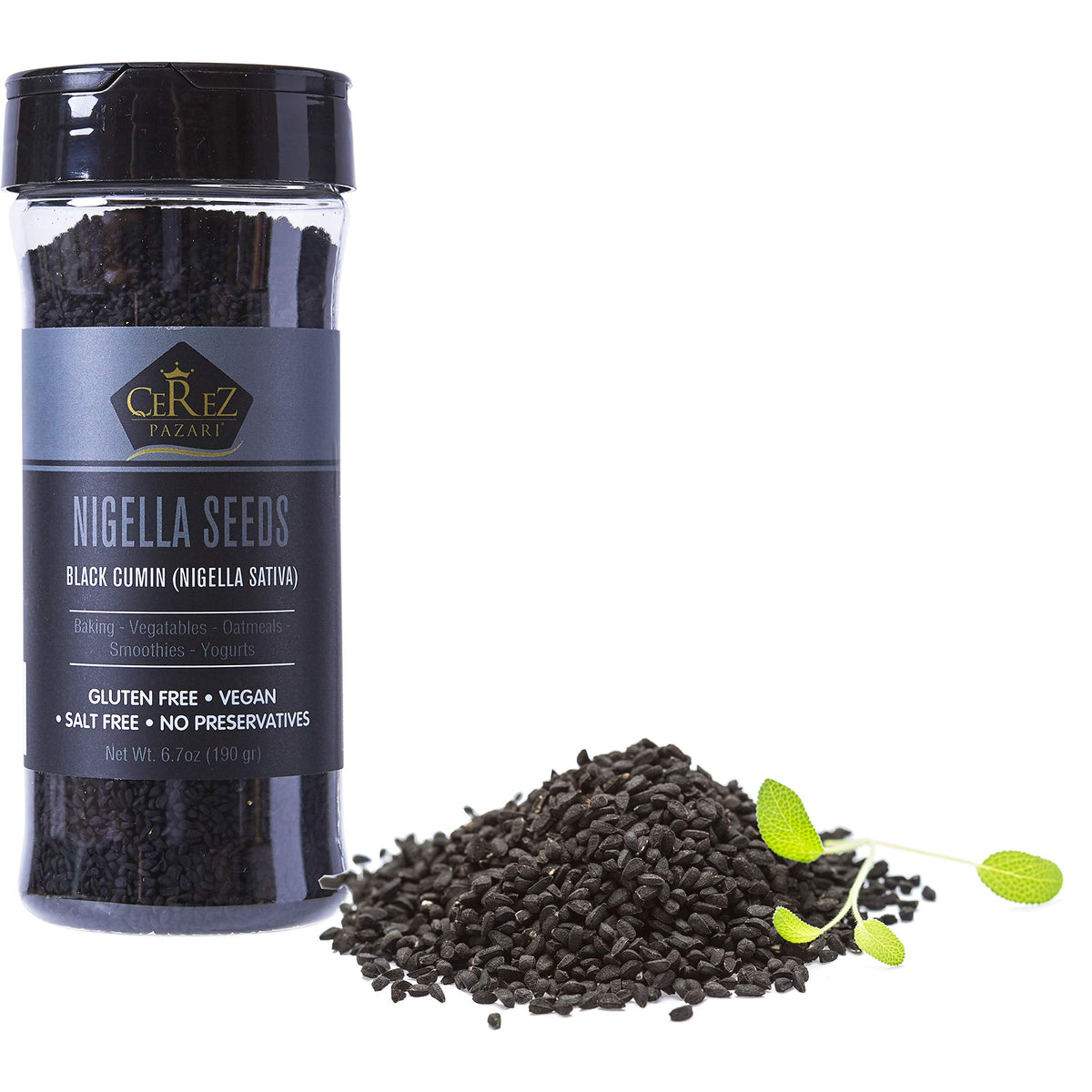 Çerez Pazarı Nigella seeds in a jar boost aroma for breads and curries.