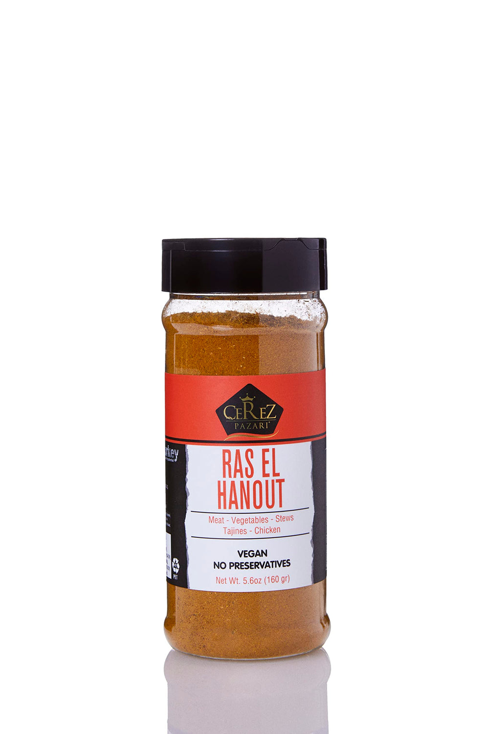 Cerez Pazari Ras El Hanout meat seasoning bottle showcasing warm Moroccan flavor for meats.