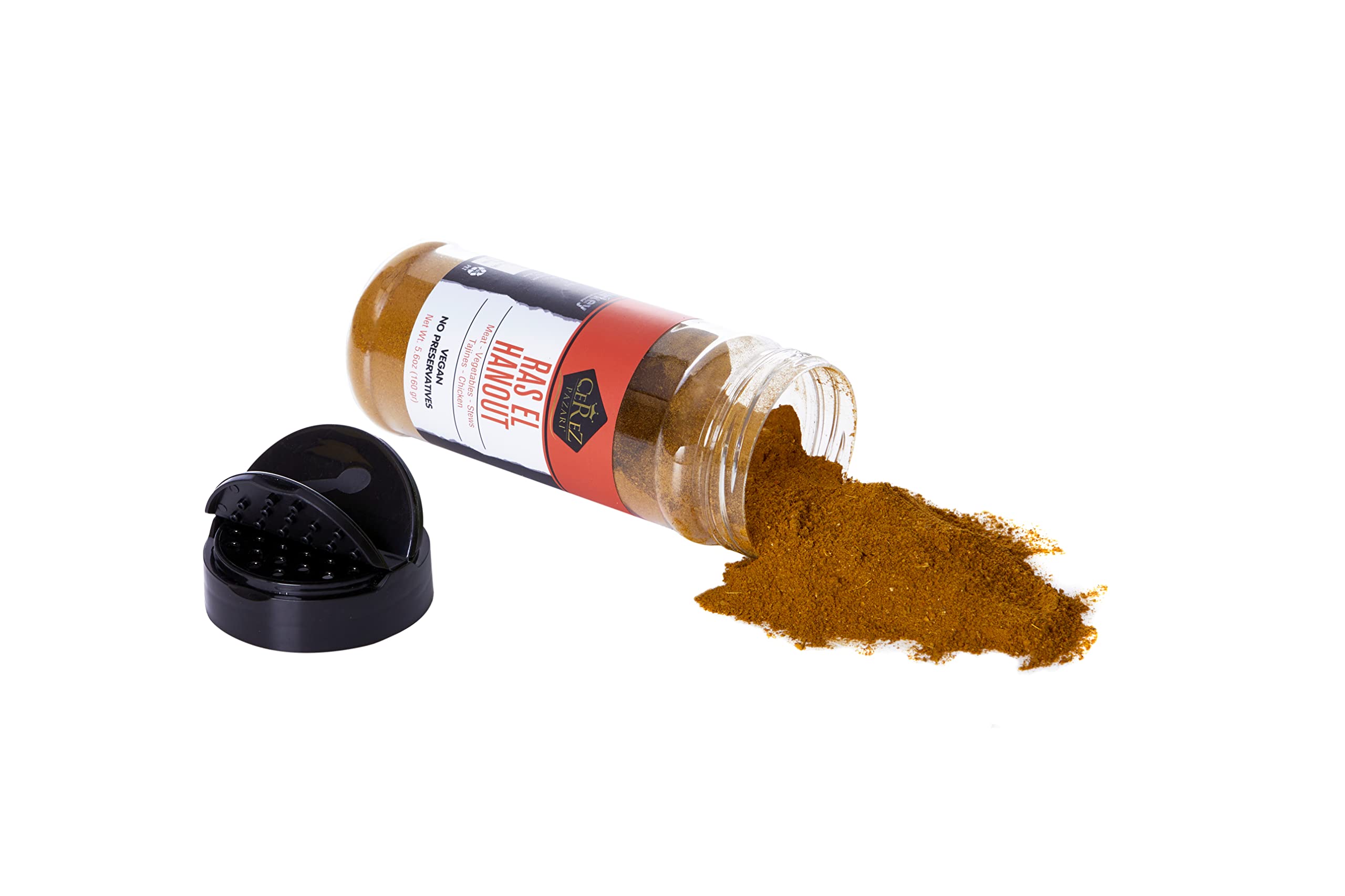 Cerez Pazari Ras El Hanout spice mix closeup highlighting 12 spices for rich, balanced aroma.