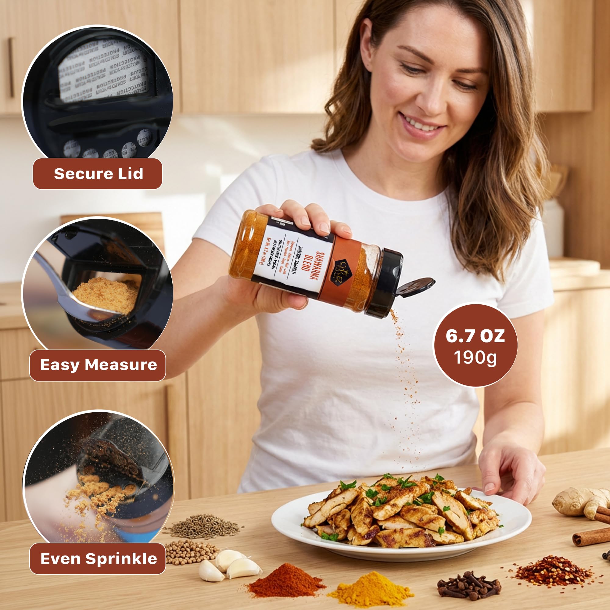 Çerez Pazarı Shawarma Spice Blend on grill for beef or lamb dishes