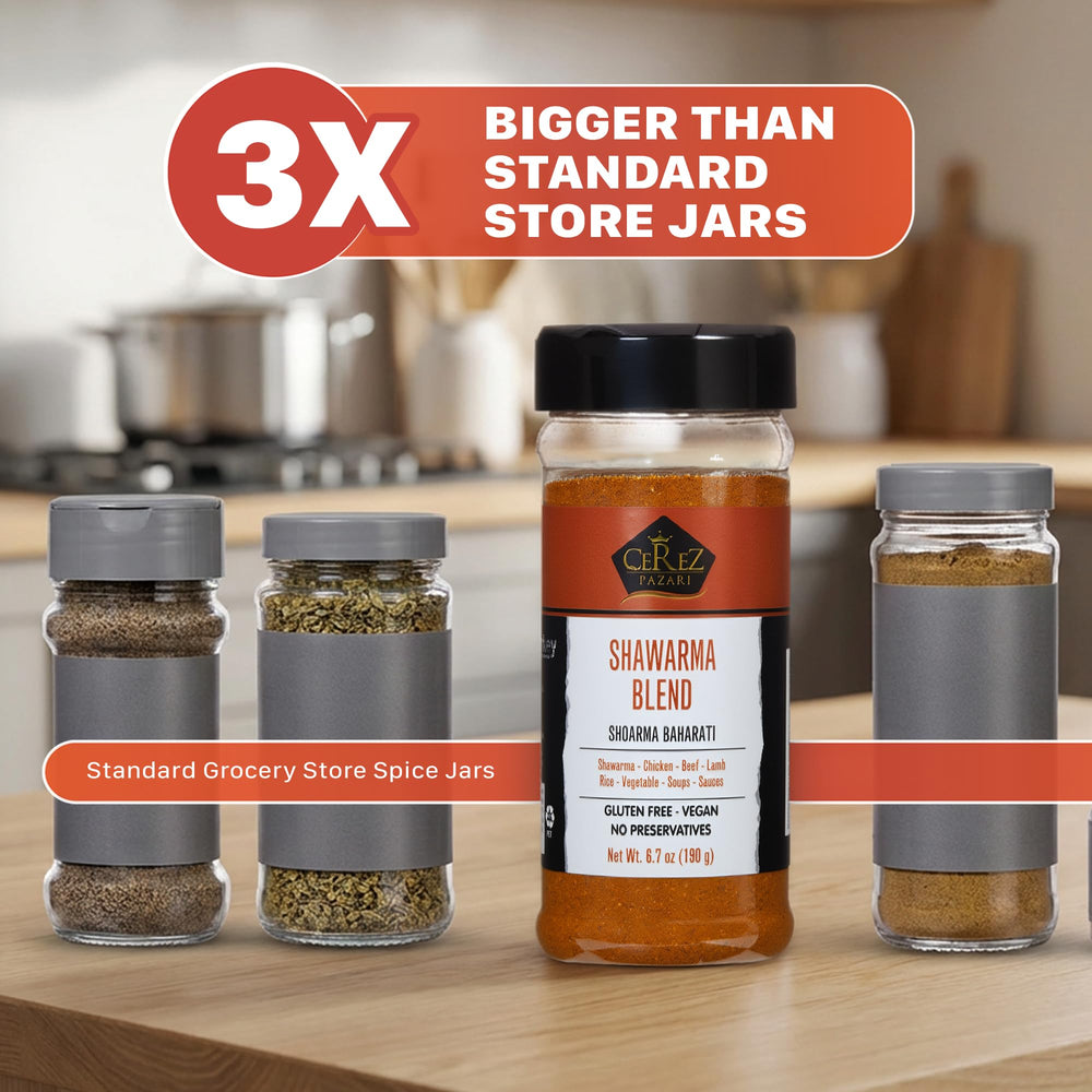 Çerez Pazarı Shawarma Spice Blend in meal prep setup