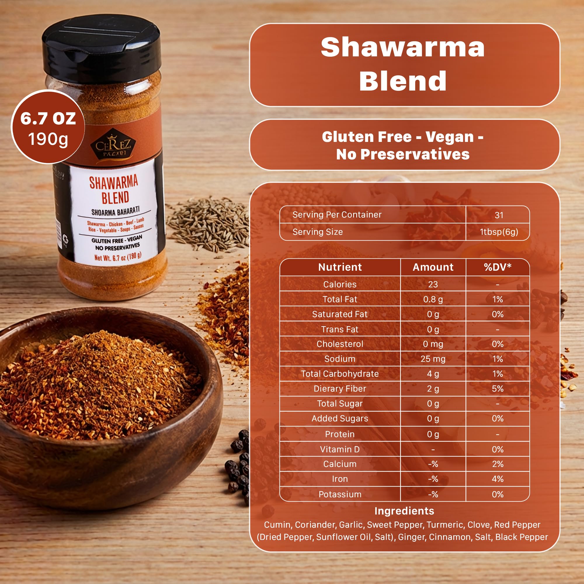 Çerez Pazarı Shawarma Spice Blend spoon ready to measure seasoning for cooking