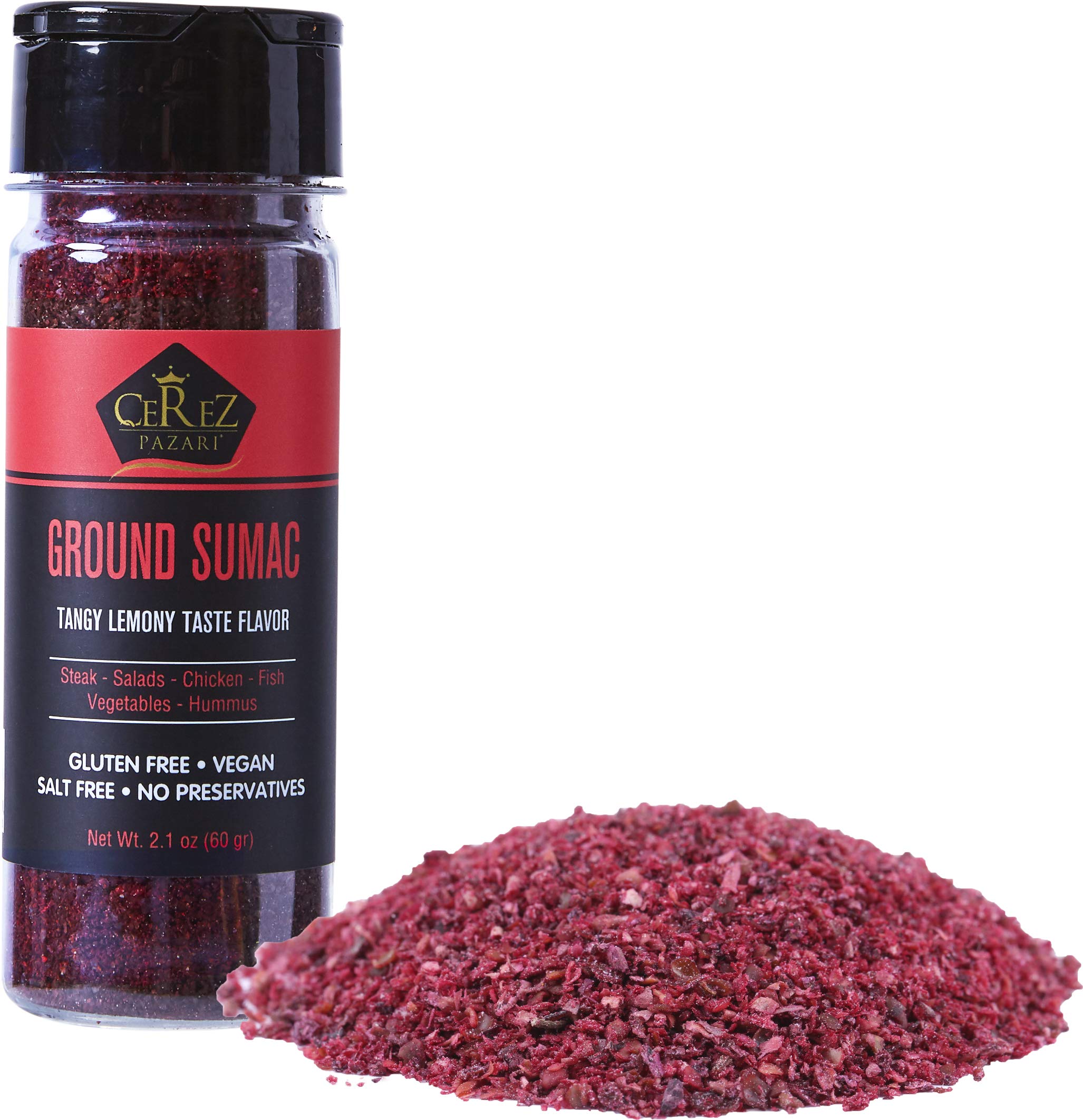 Cerez Pazari sumac spice powder bottle highlights tangy citrus flavor for bold cooking