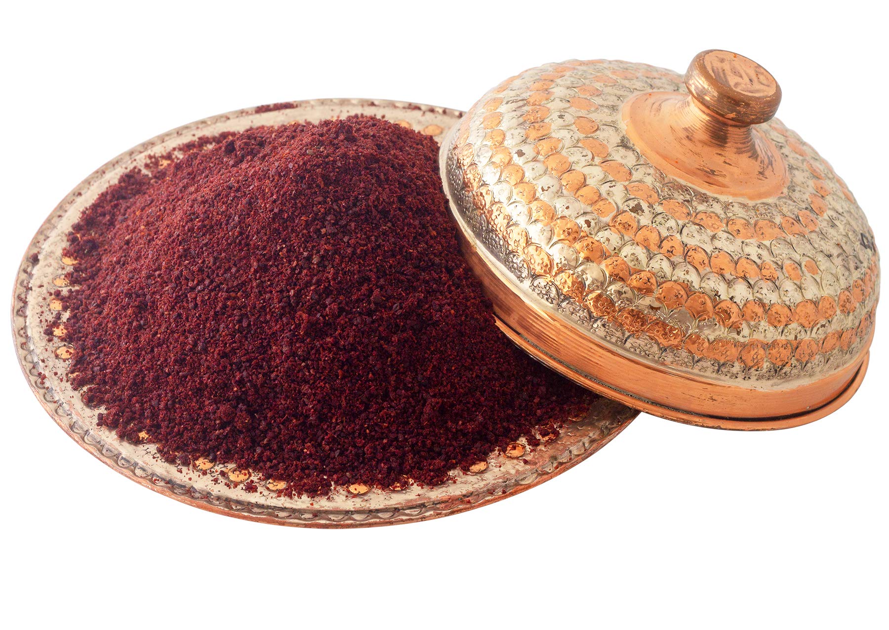 Çerez Pazarı sumac spice on salad dressing, adds color and tang.