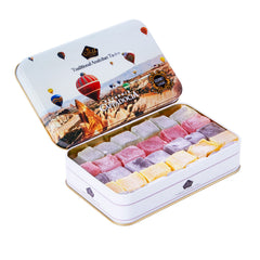 Çerez Pazarı Turkish Delight Gift Box in an embossed tin, ideal for elegant gifting.