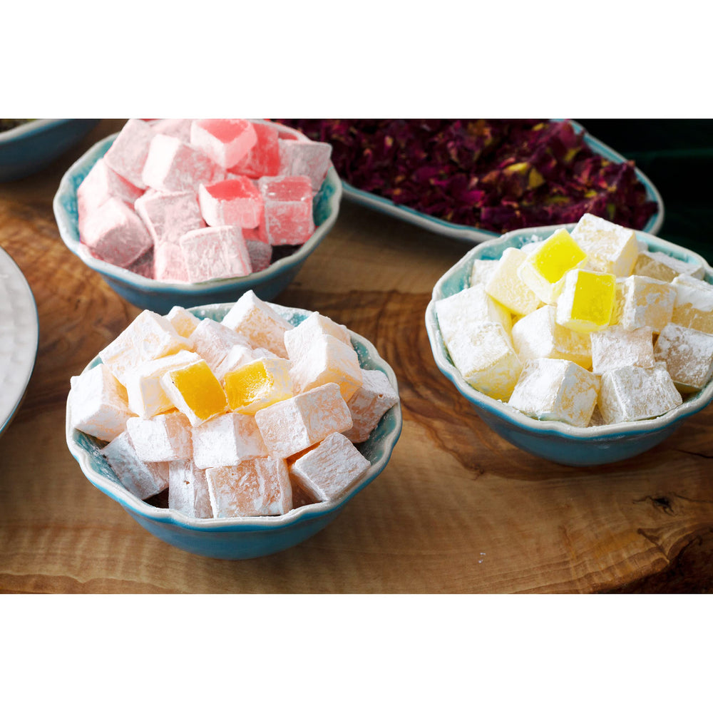 Cerez Pazari Turkish Delight packaging open view, premium confectionery