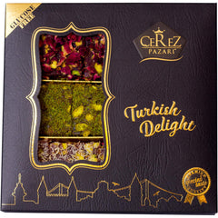 Çerez Pazarı Turkish Delight pistachio close-up highlights fresh pistachios.