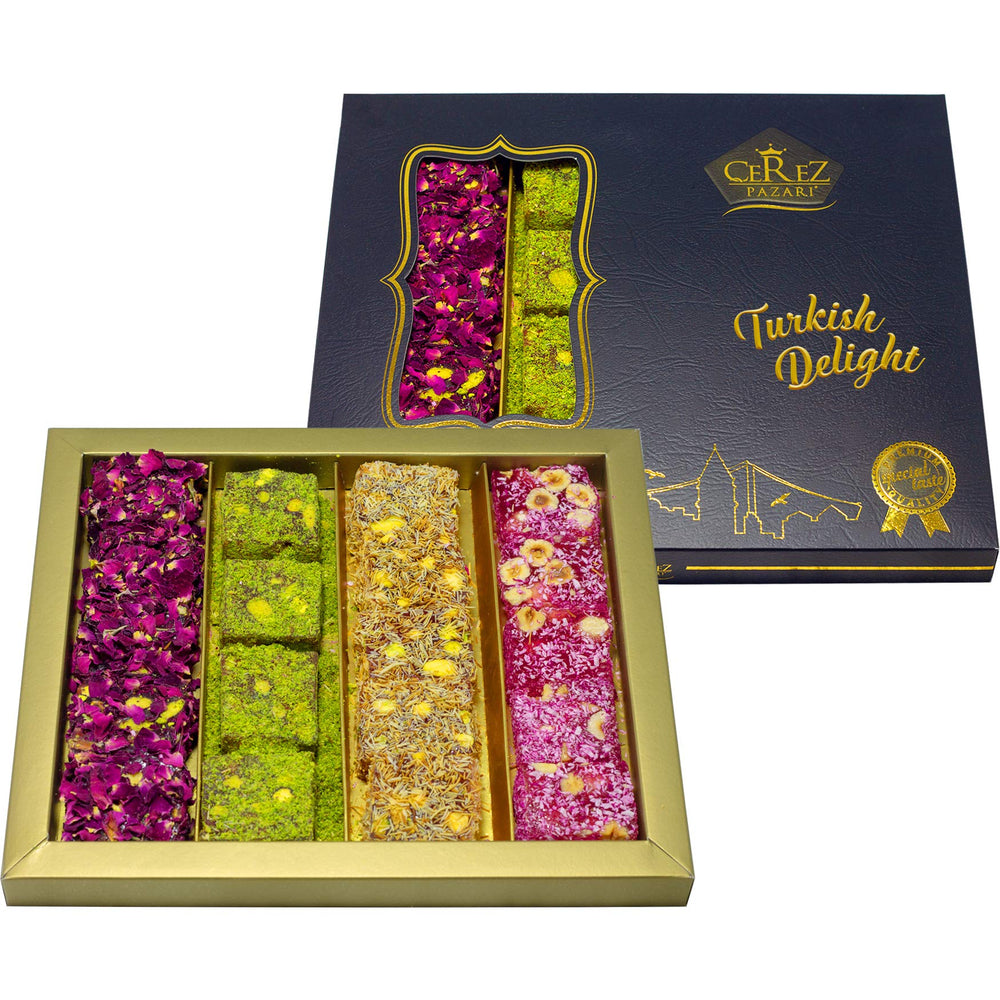Çerez Pazarı Turkish Delight with pistachio and hazelnut—soft, chewy bite with rose and pomegranate.