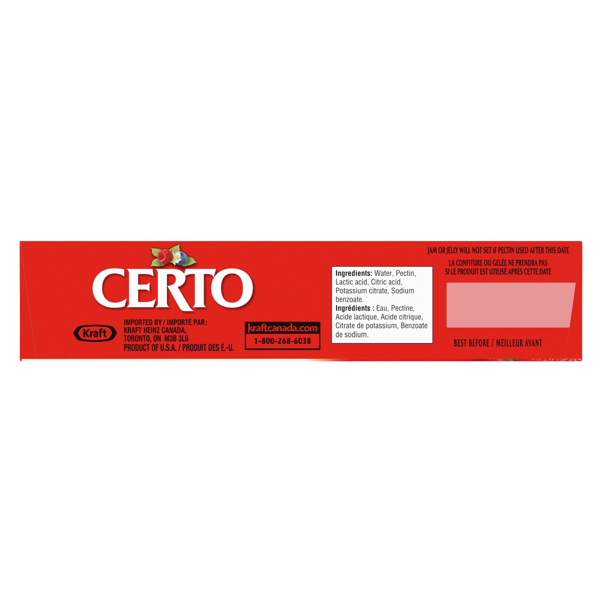 Canada-origin label highlighting CERTO import credibility.