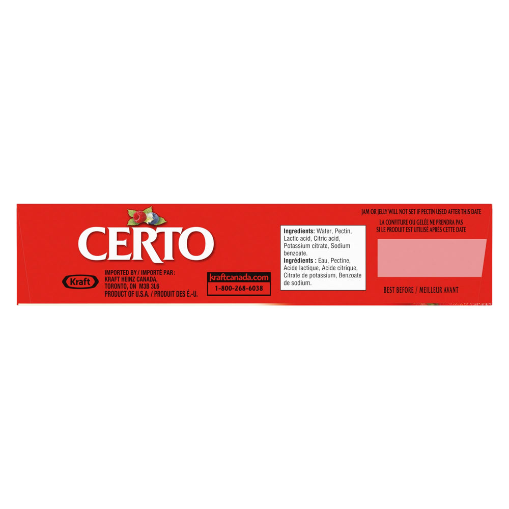Canada-origin label highlighting CERTO import credibility.