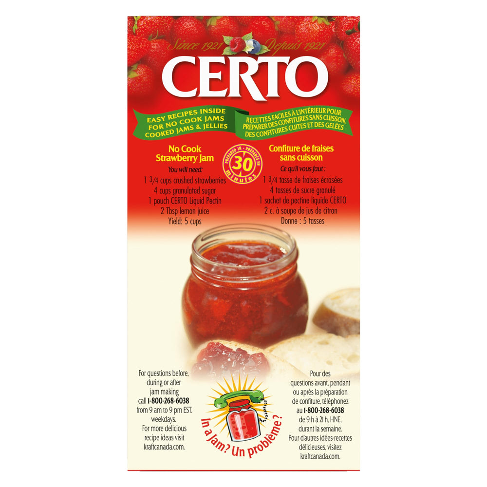 CERTO Pectin Liquid being poured into a pot for jam.