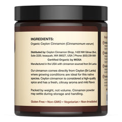 Close-up of Ceylon Cinnamon Shop powder highlighting vibrant golden-brown color.