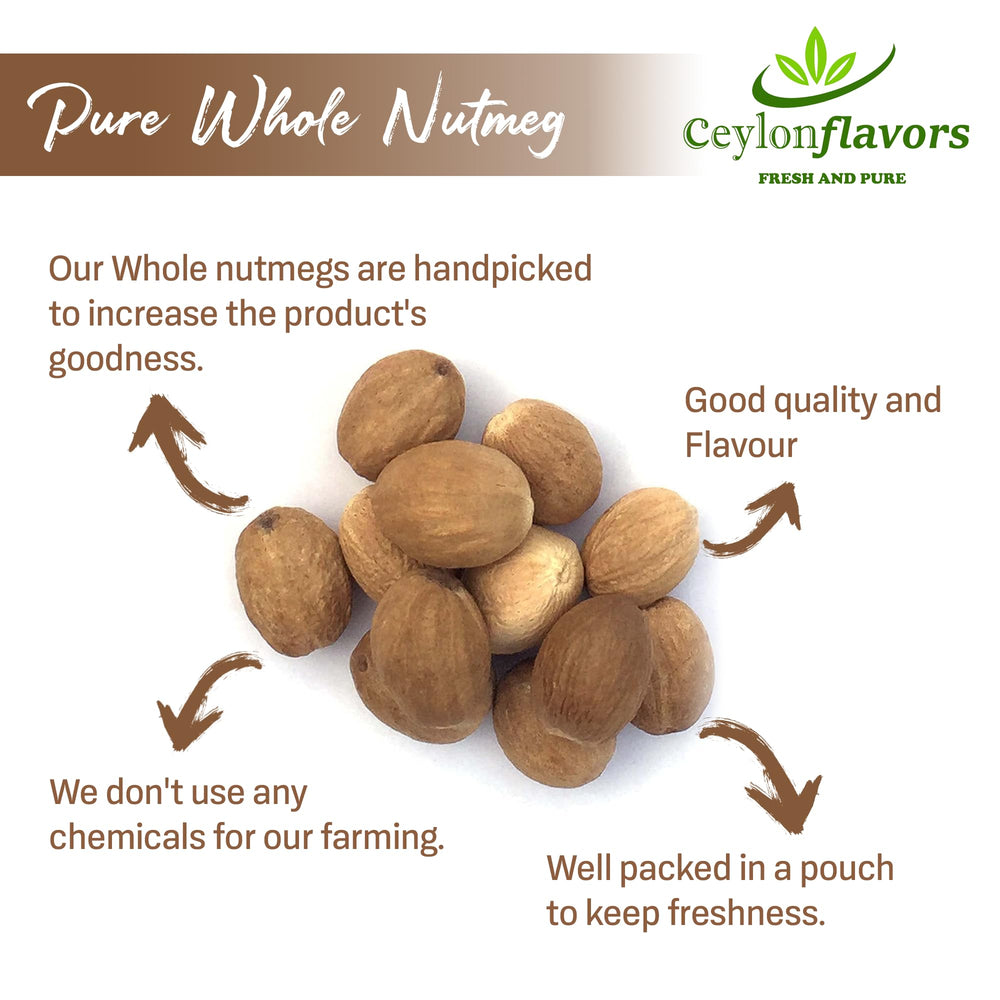 CEYLONFLAVORS Nutmeg in stand-up pouch ready for storage and convenient pour