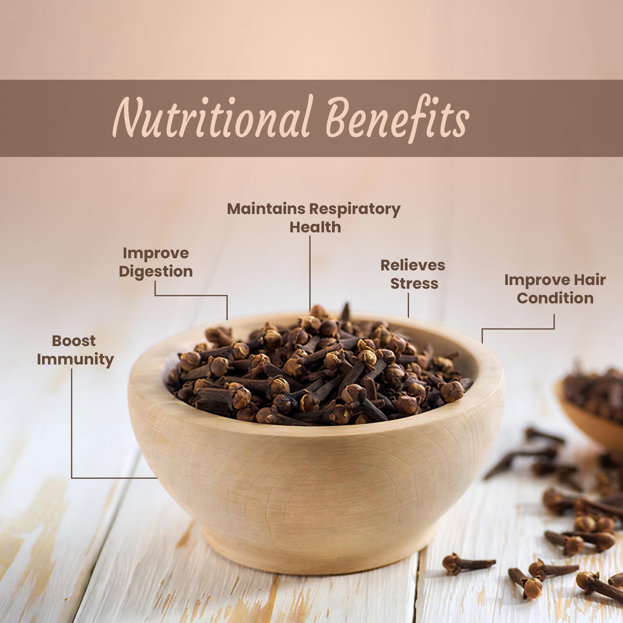 Ceylon Flavors Organic Premium-grade cloves in packaging for storage.