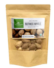CEYLONFLAVORS Organic Whole Nutmeg 3.5 oz packaging preserves freshness and flavor