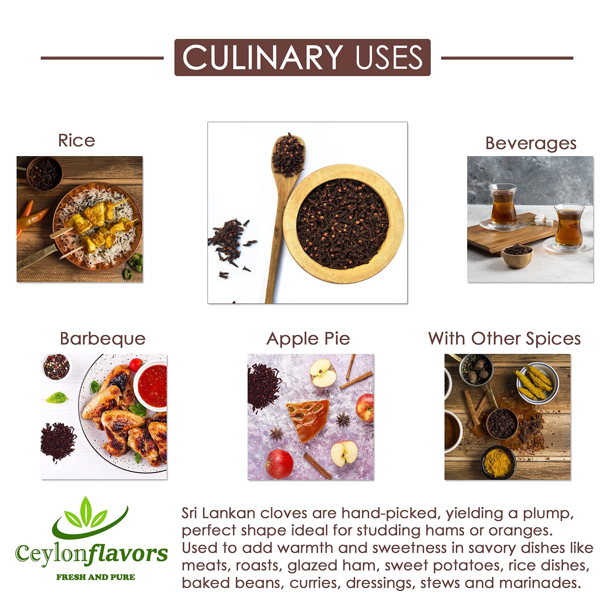 Ceylon Flavors Recipe ideas show whole cloves in beverages and meals.