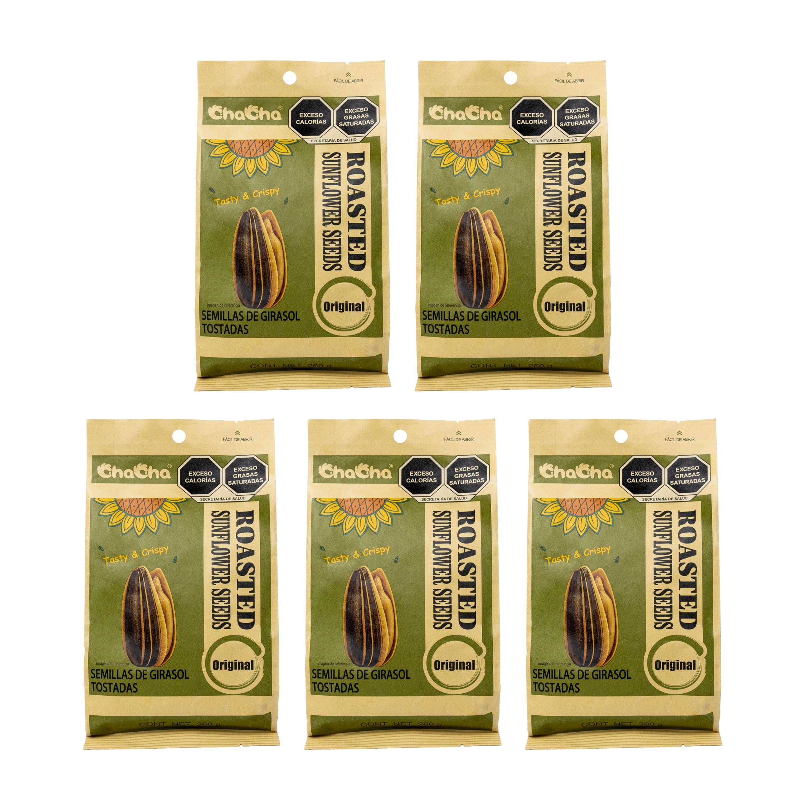ChaCha natural roasted sunflower seeds three-pack in hand.