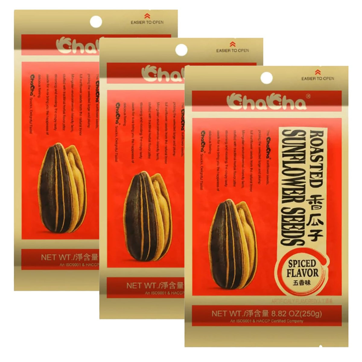 ChaCha spiced roasted sunflower seeds closeup highlights crisp texture for on-the-go snacking.