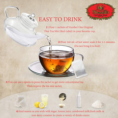 Brew-ready Thai tea mix in a cup delivers rich aroma and smooth taste.