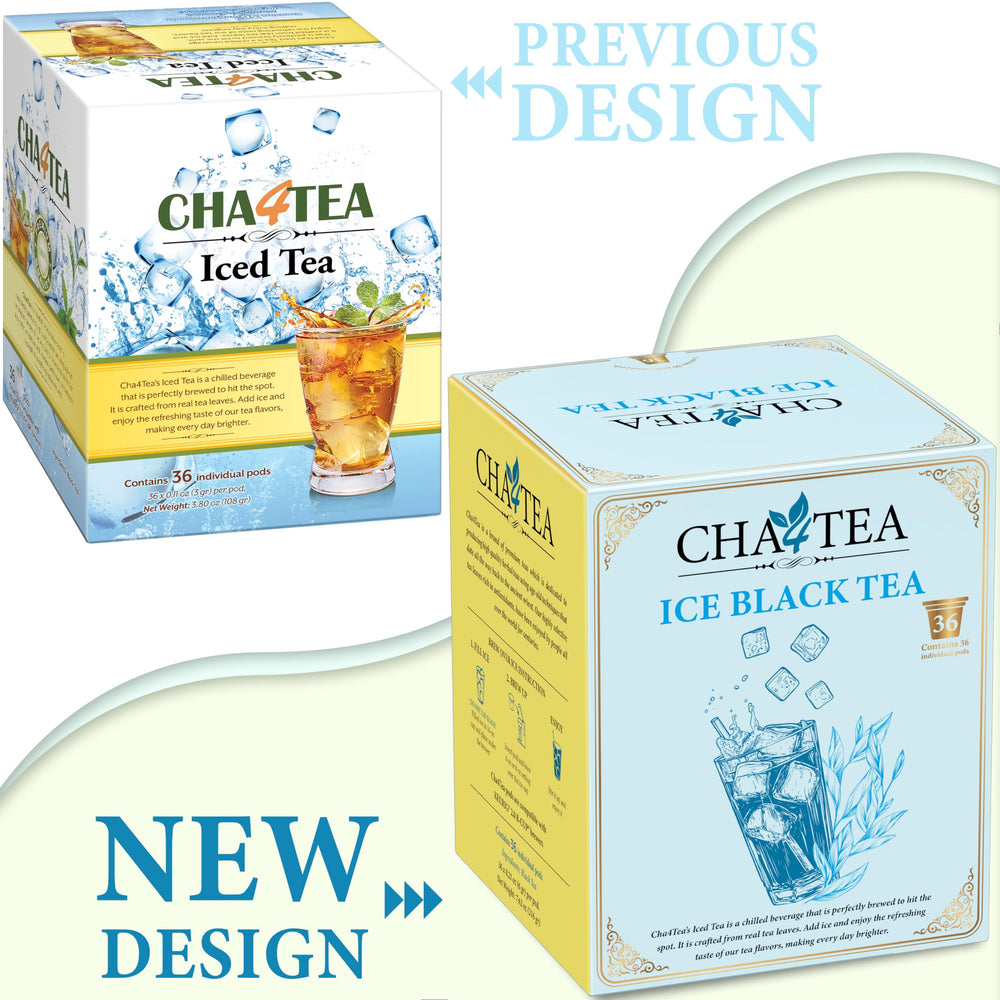 Cha4TEA 36-count pods highlight convenient single-serve brewing for quick iced tea.
