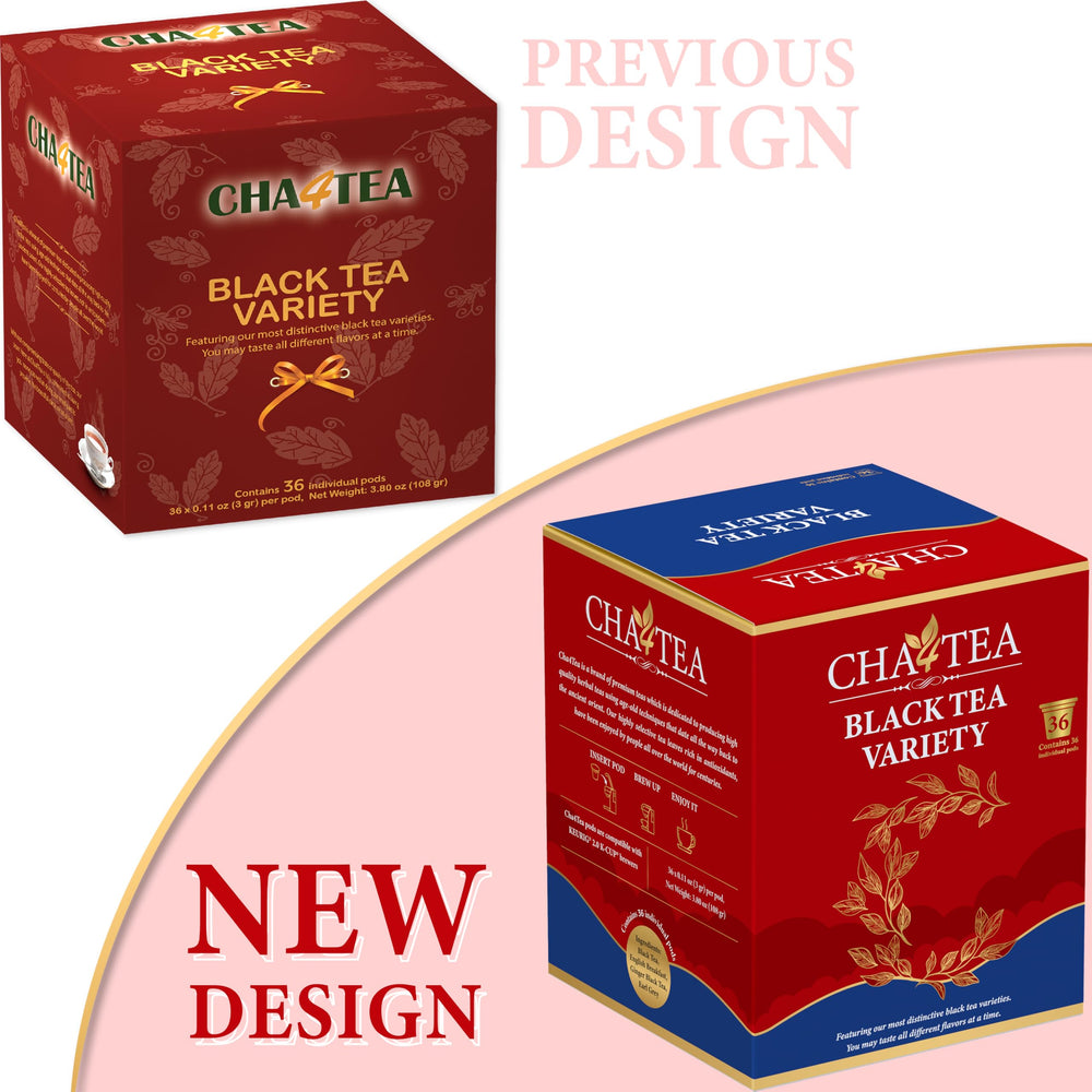 Cha4TEA Black Tea Assortment K-Cups for bold, quick brews.