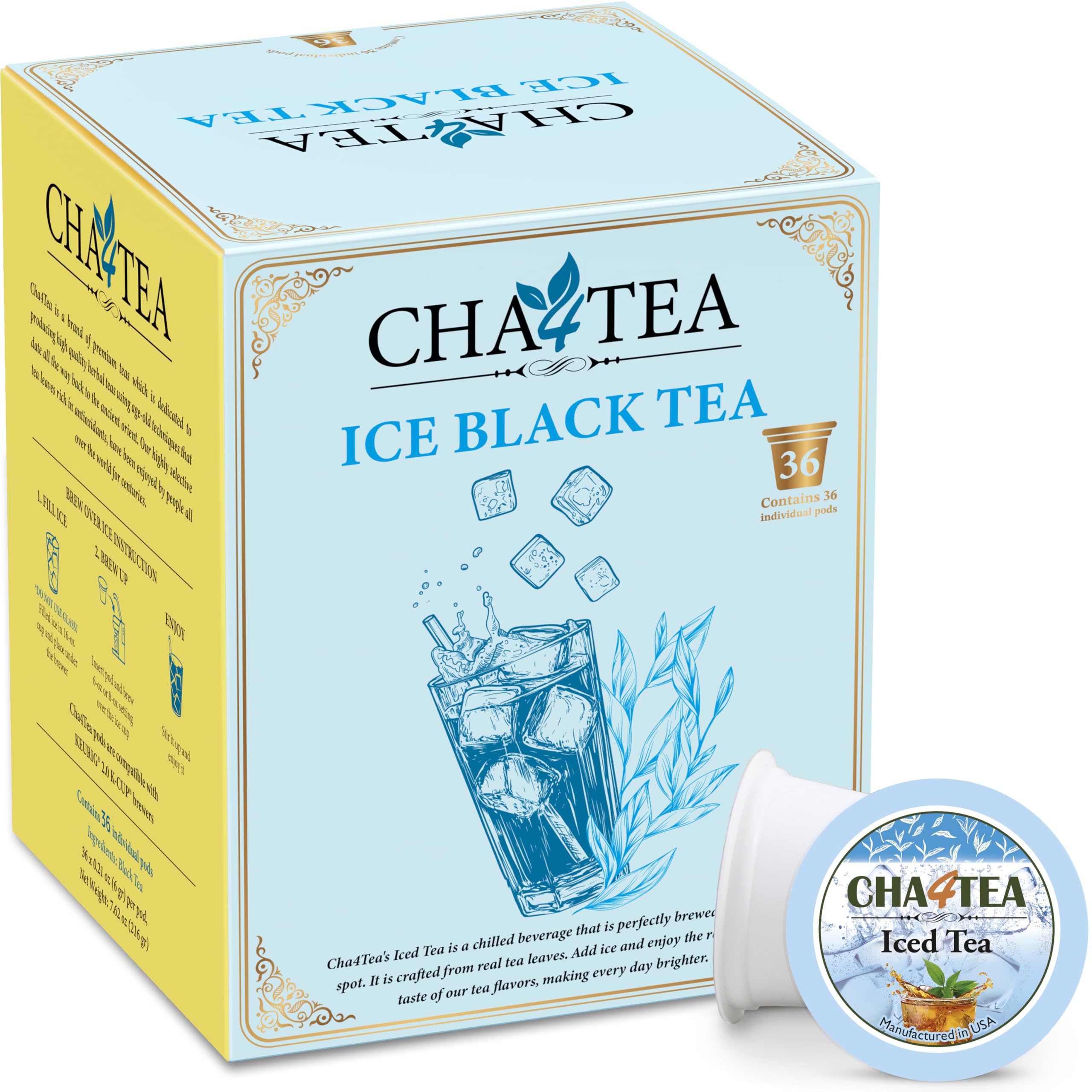 Cha4TEA ice black tea cup showcasing bold unsweetened flavor for cool ready-to-drink refreshment.