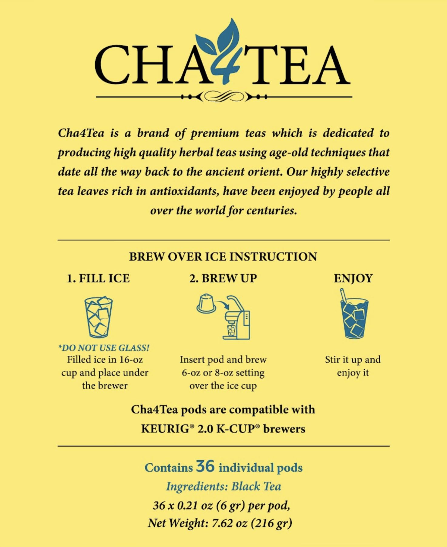 Cha4TEA Keurig-compatible pod in action, ideal for hassle-free iced tea mornings.