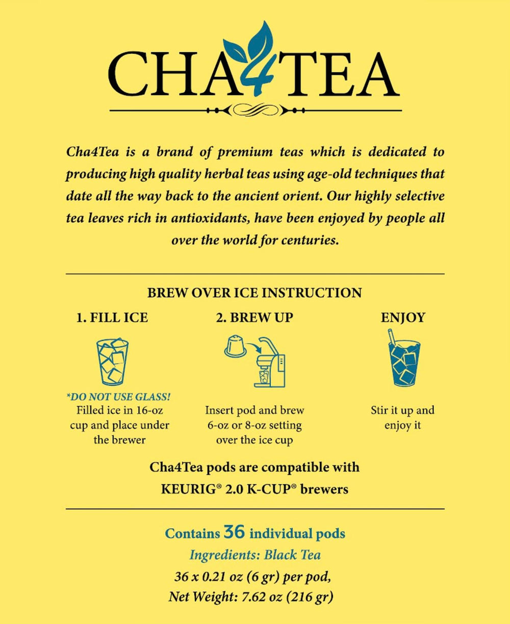 Cha4TEA Keurig-compatible pod in action, ideal for hassle-free iced tea mornings.