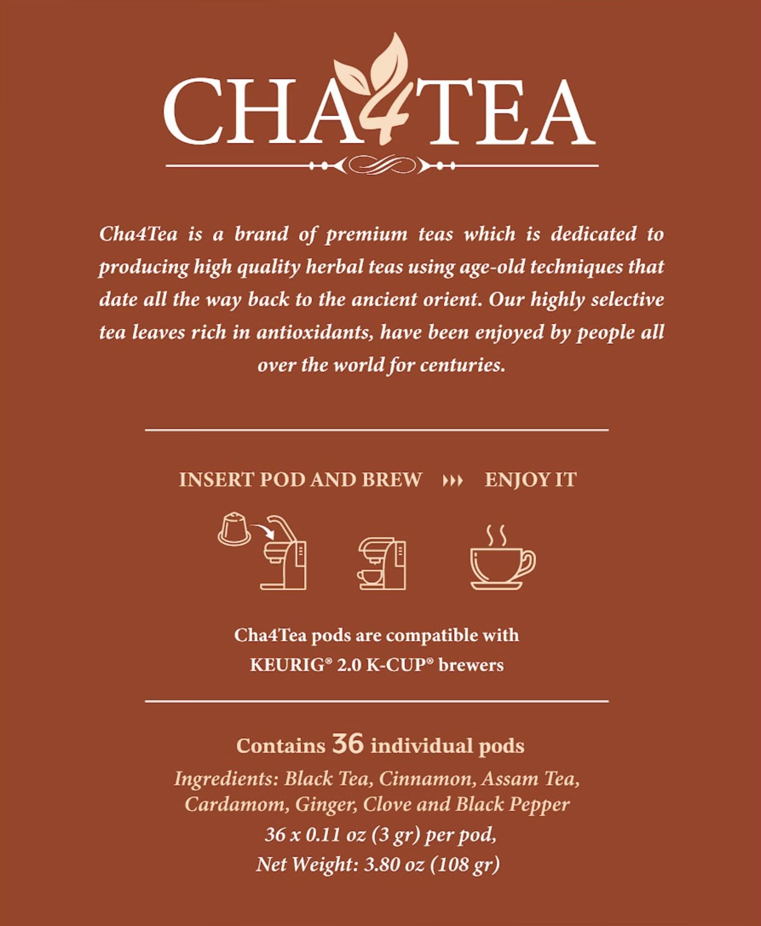 Cha4TEA premium ingredients deliver rich flavor and aroma.