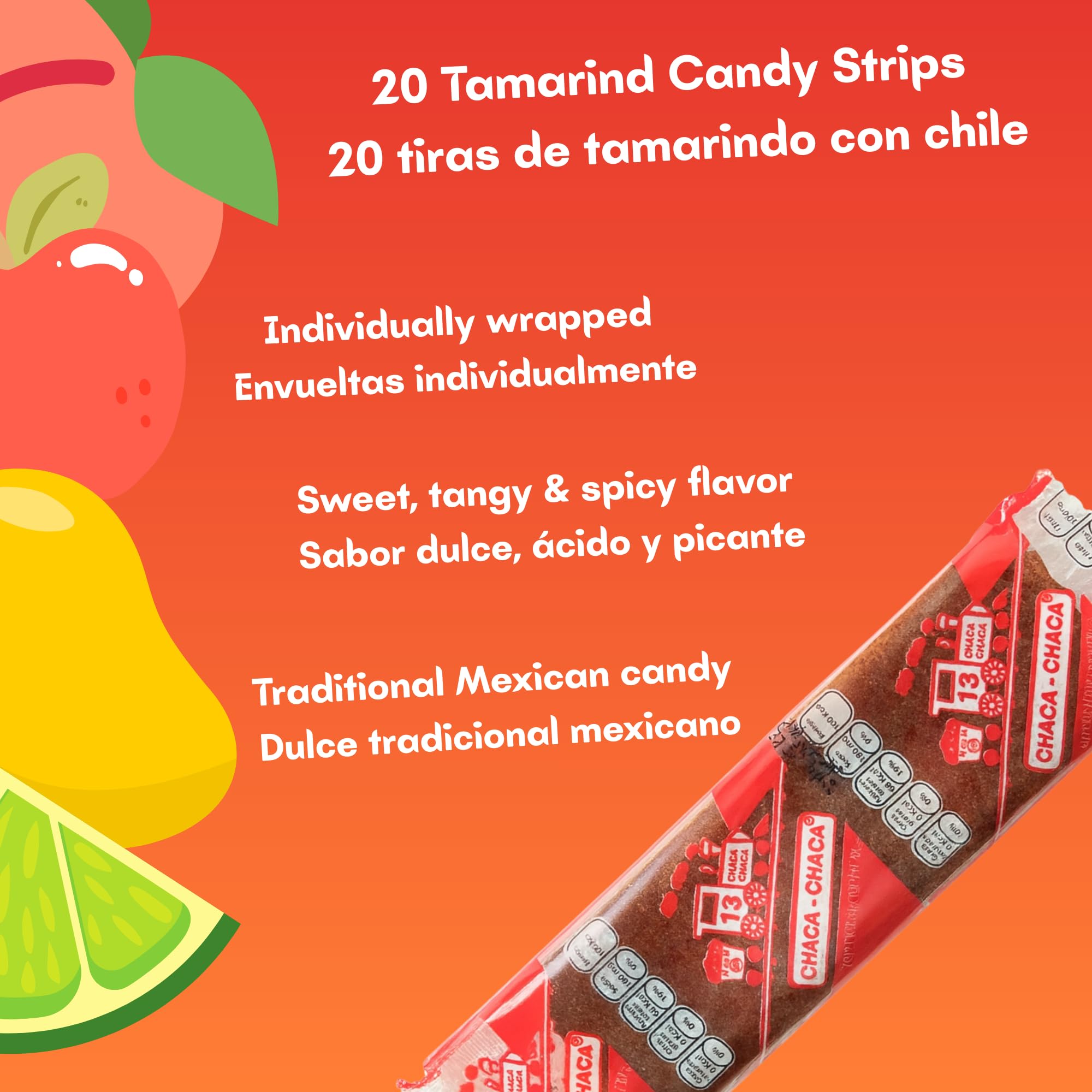 Chaca-Chaca Tamarindo Fruits Straws display, tangy tamarind flavor for sharing.