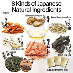 Chaganju Dashi Stock eight-ingredient blend close-up for rich umami.
