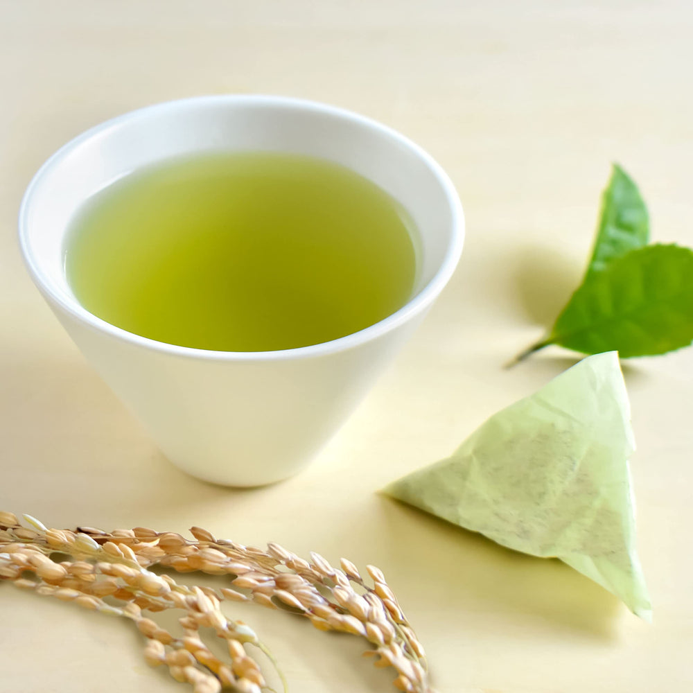 Close-up of Kyushu matcha powder used in Chaganju Genmaicha.