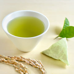 Close-up of Kyushu matcha powder used in Chaganju Genmaicha.