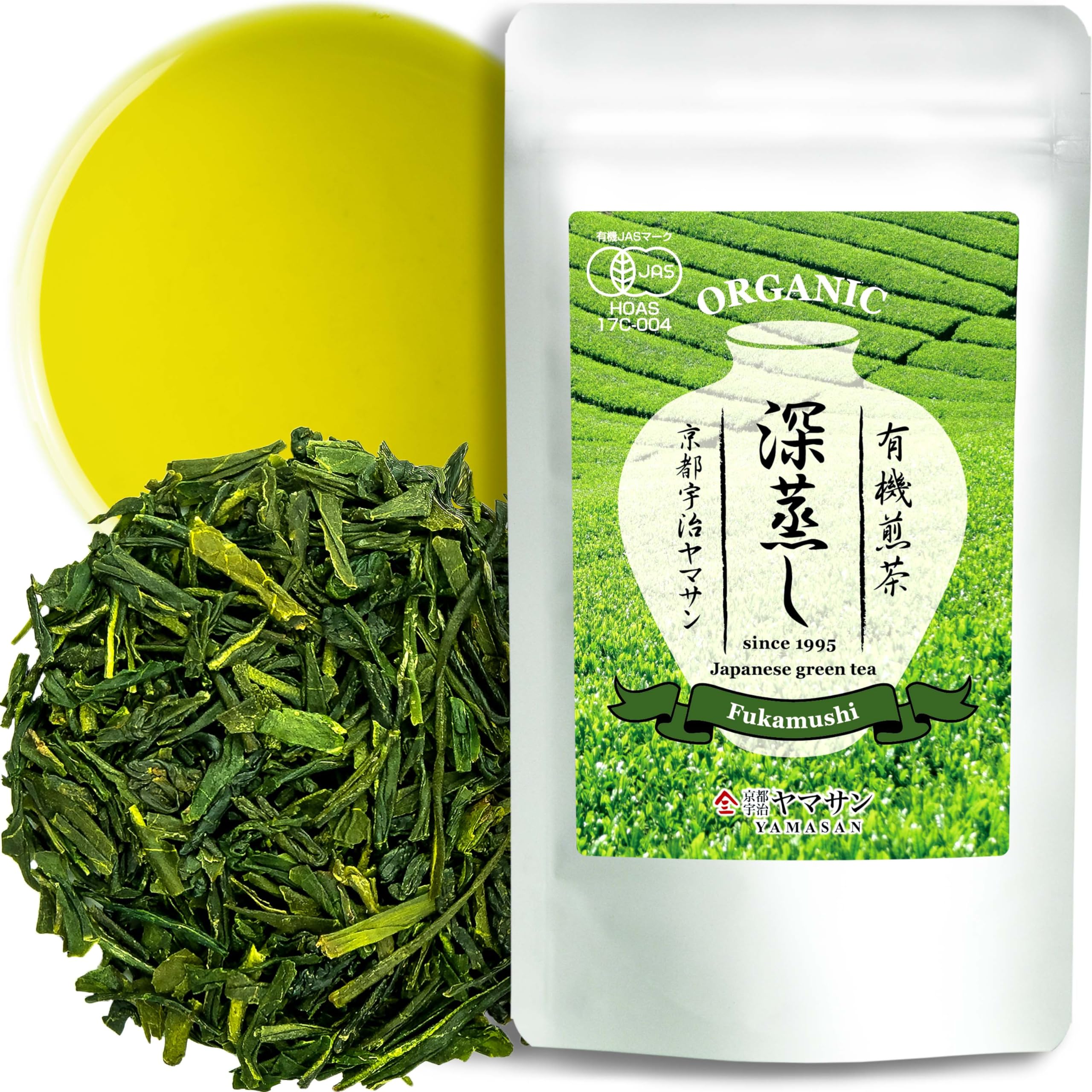 Chaganju Green Tea Sencha Fukamushi leaves close-up, showcasing vibrant color for smooth brew.