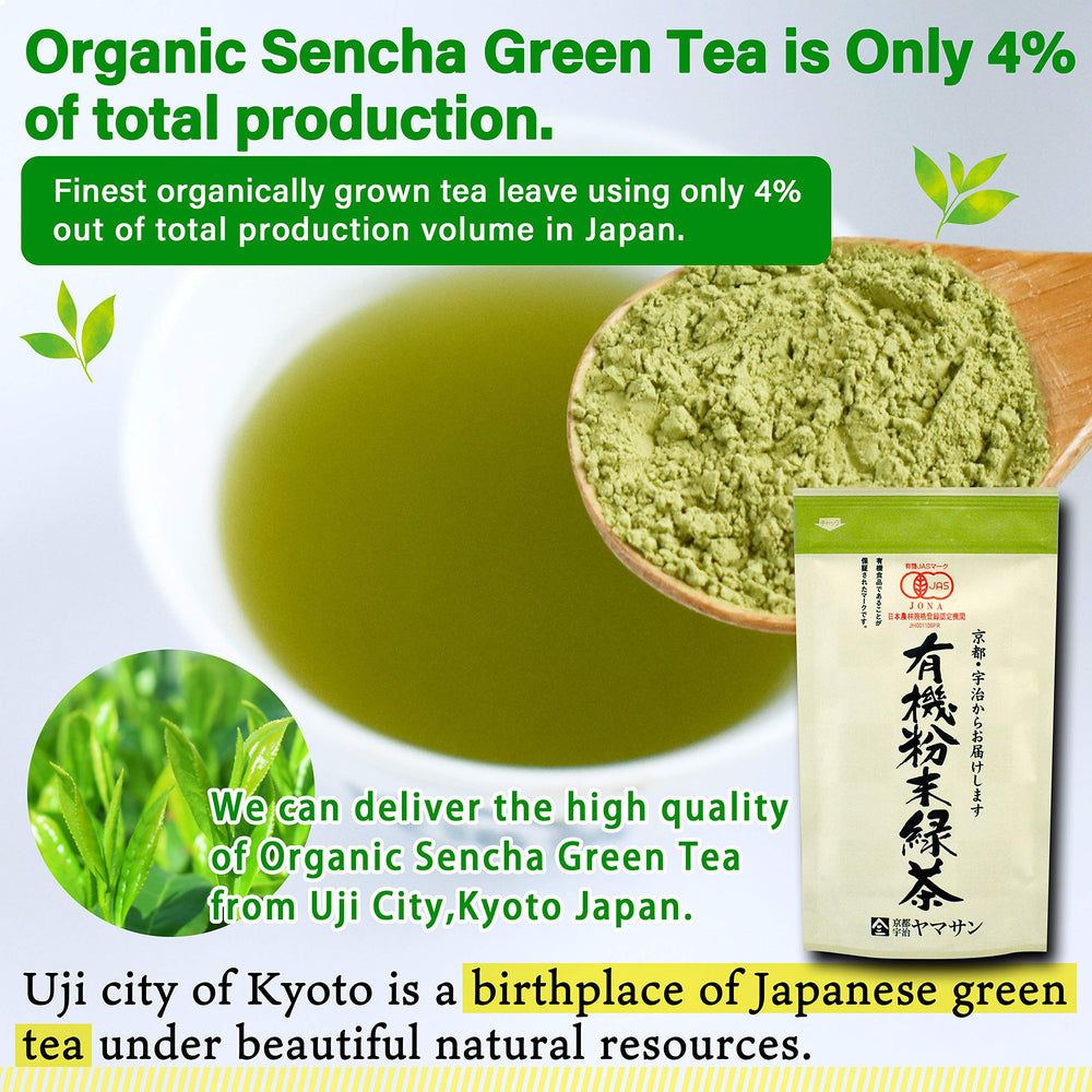 Close-up of Chaganju YAMASAN instant sencha powder texture for quick brew