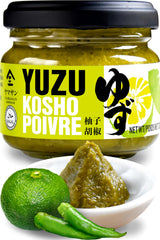 Chaganju Yuzu Kosho bottle close up showcasing fresh yuzu aroma