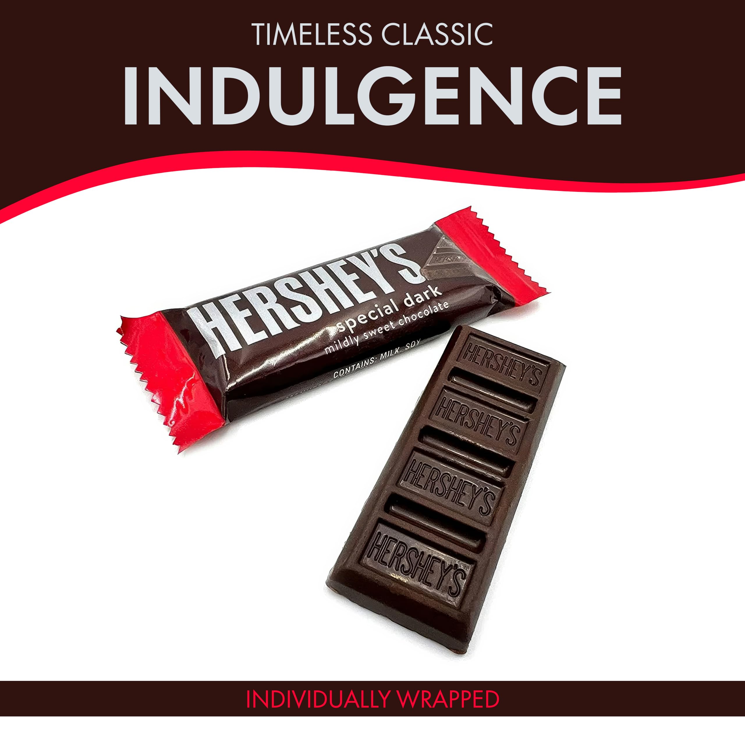 Snack-size candies for parties featuring Hershys Special Dark