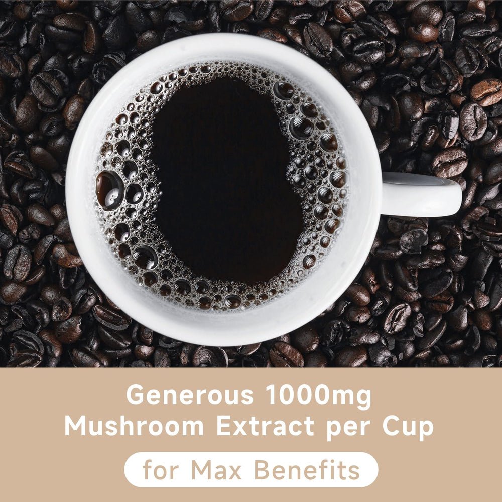 Chaism mushroom coffee brew in a mug with rich aroma.
