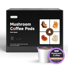 Chaism mushroom coffee pods dark roast box for focused energy.