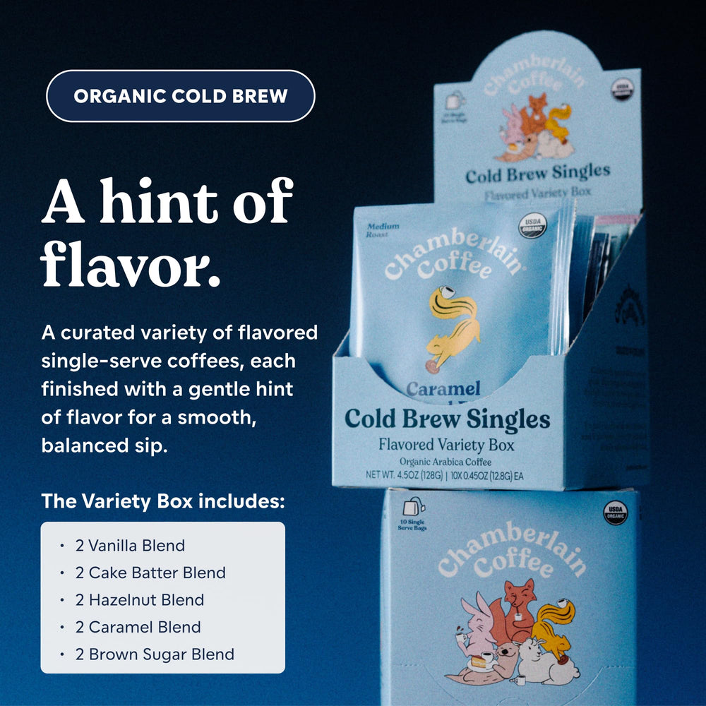 Chamberlain Coffee hazelnut bag for smooth cold brew anywhere.