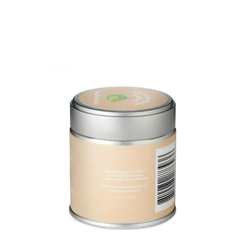 Chamberlain Coffee Vanilla Matcha powder swirls into a creamy cup.