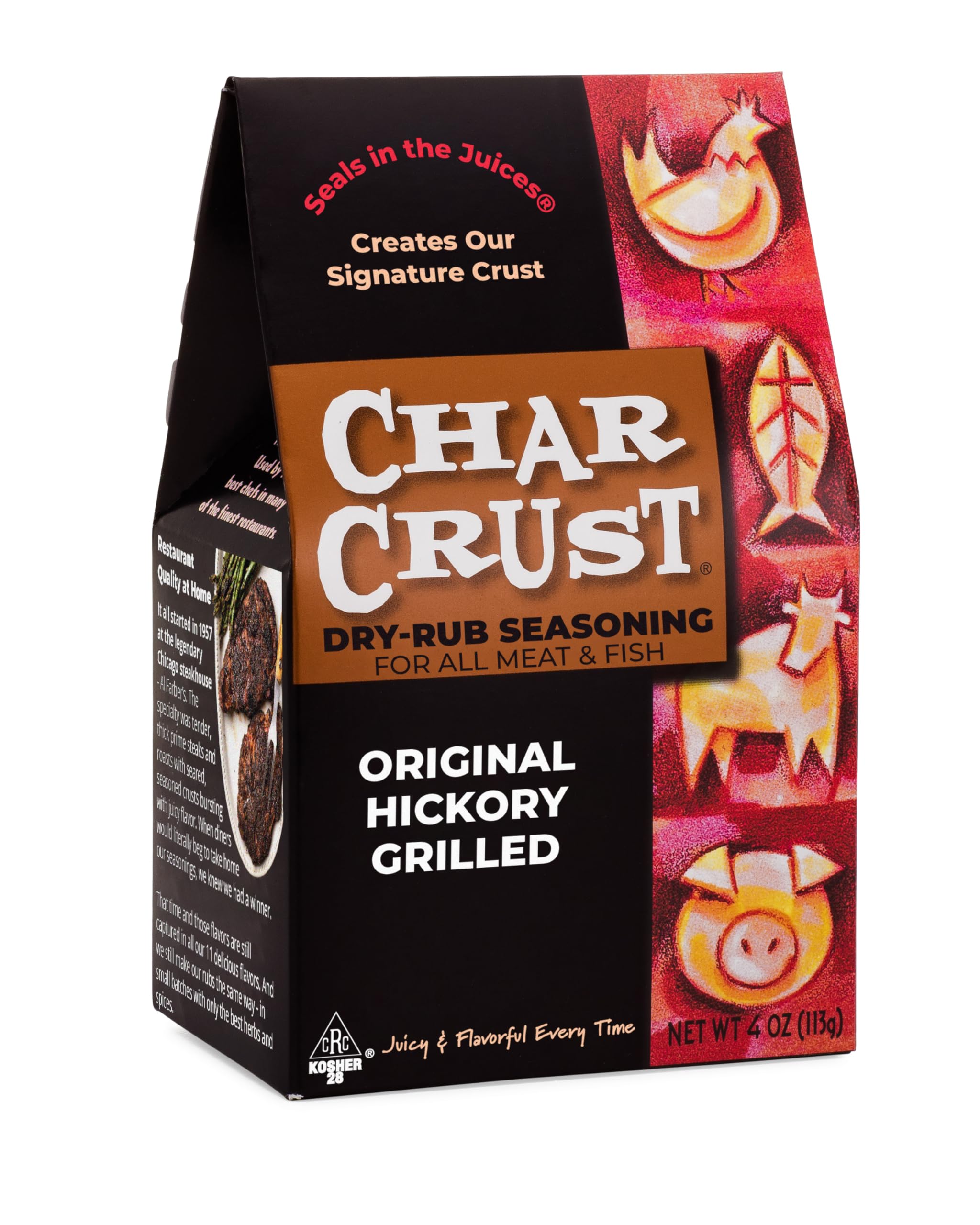 Char Crust Hickory Grill Rub bottle ready to season steaks at home.