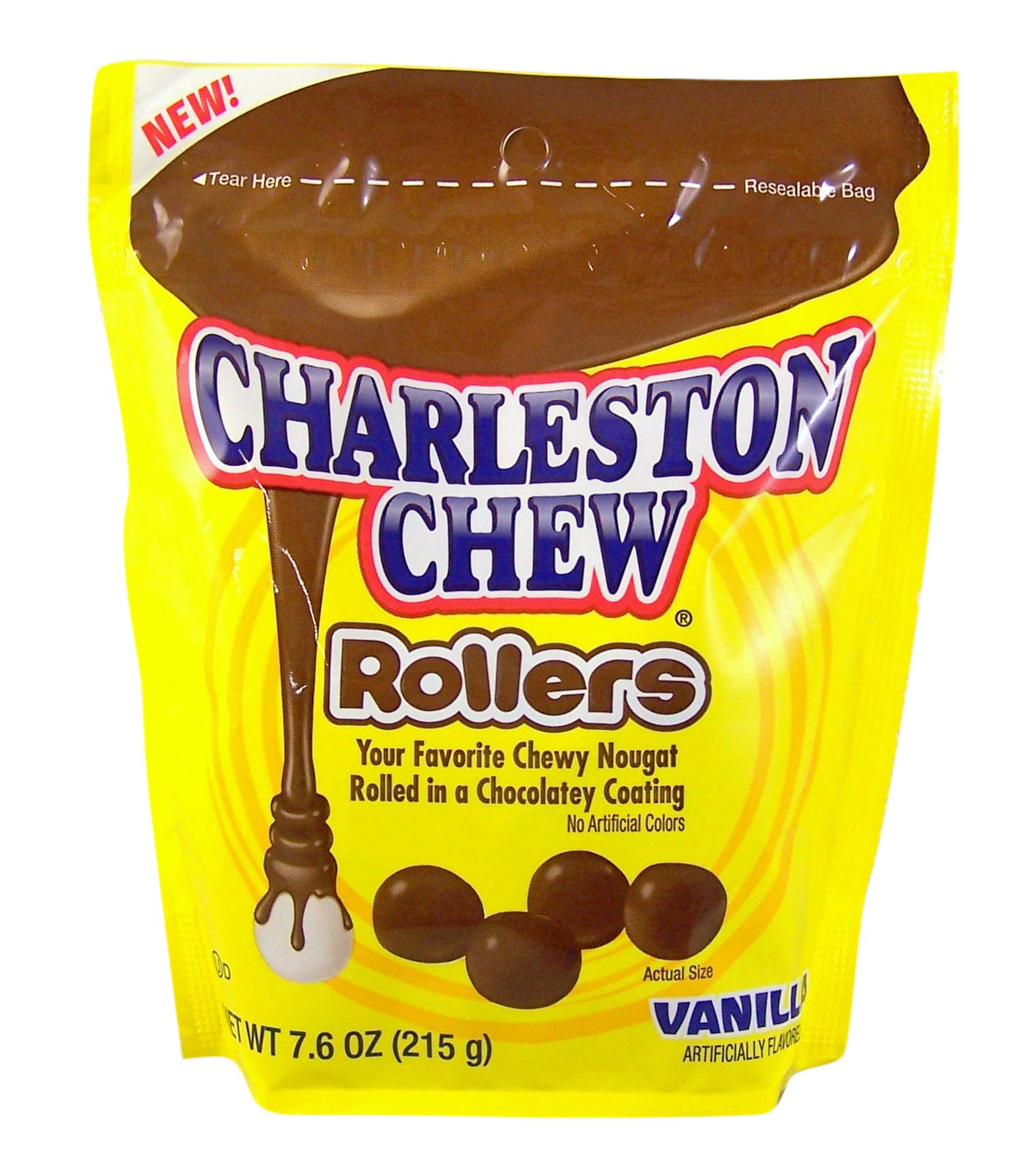 Charleston Chew Rollers Vanilla in resealable bag for convenient snacking on the go