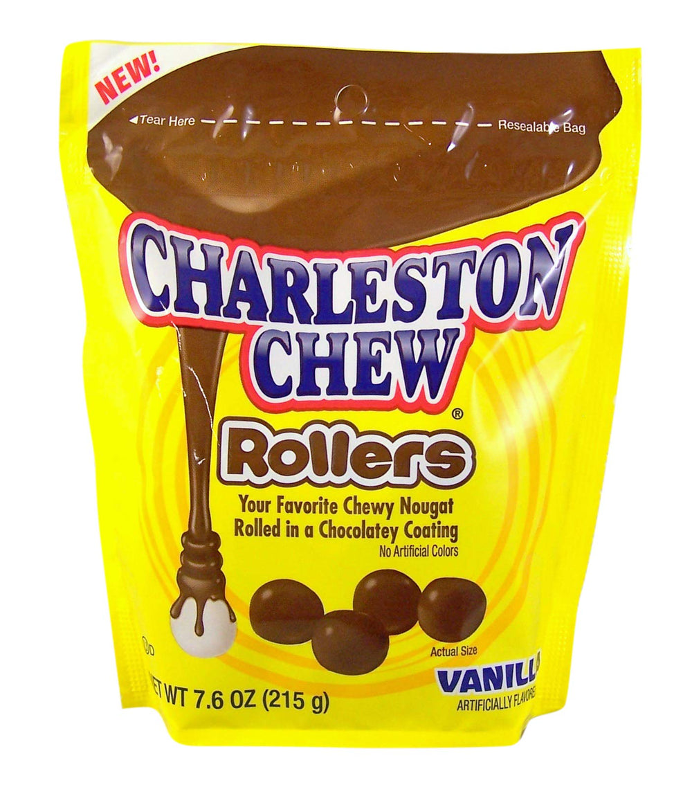 Charleston Chew Rollers Vanilla in resealable bag for convenient snacking on the go