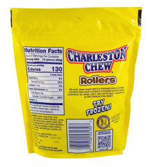 Charleston Chew Rollers Vanilla closeup of chocolatey coating and chewy nougat texture