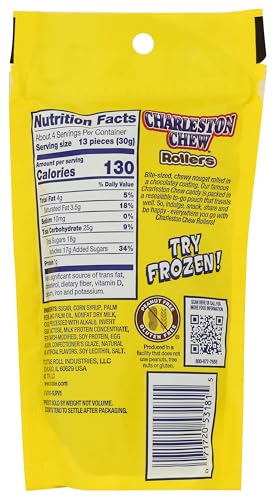 Charleston Chew Rollers Vanilla pack shows three 4.5 oz bags for sharing.