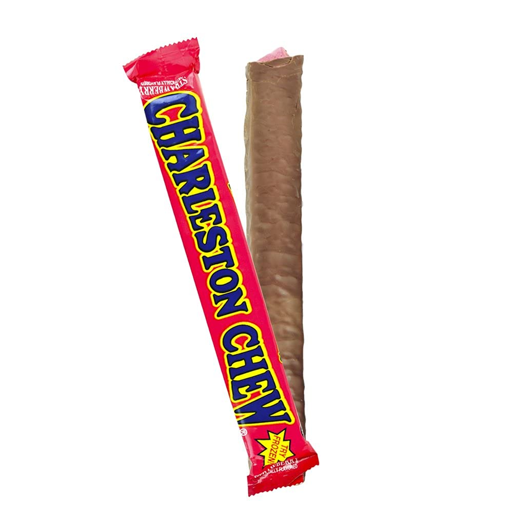 Charleston Chew Strawberry bar chewy texture in action, ideal for satisfying cravings.